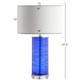 Olive 27.5" Modern Fused Glass Cylinder LED Table Lamp, Set of 2