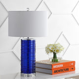 Olive 27.5" Modern Fused Glass Cylinder LED Table Lamp, Set of 2