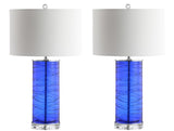 Olive 27.5" Modern Fused Glass Cylinder LED Table Lamp, Set of 2