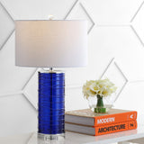 Olive 27.5" Modern Fused Glass Cylinder LED Table Lamp, Set of 2