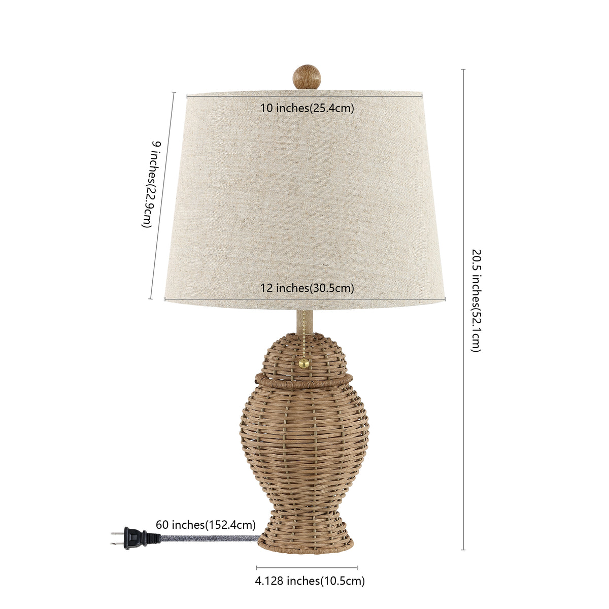 Tasha Wicker 20.5"  Bohemian Rustic Iron LED Table Lamp Set 2