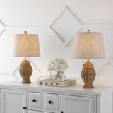 Tasha Wicker 20.5"  Bohemian Rustic Iron LED Table Lamp Set 2