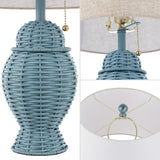 Tasha Wicker 20.5"  Bohemian Rustic Iron LED Table Lamp Set 2