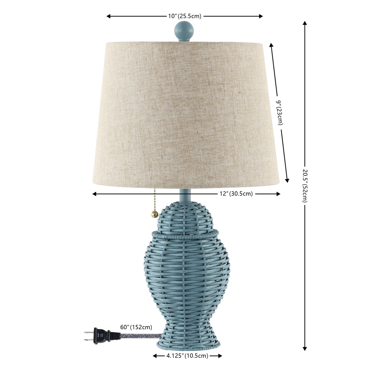 Tasha Wicker 20.5"  Bohemian Rustic Iron LED Table Lamp Set 2