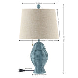 Tasha Wicker 20.5"  Bohemian Rustic Iron LED Table Lamp Set 2