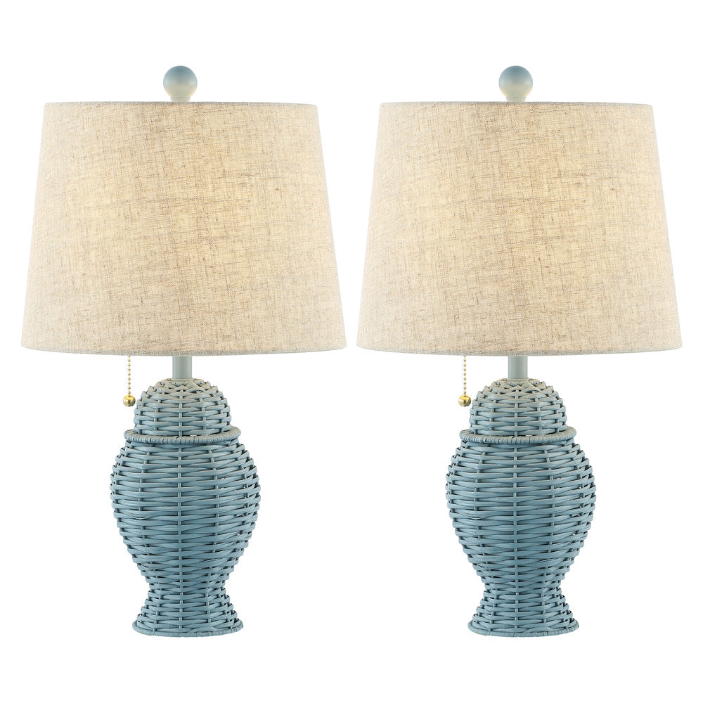 Tasha Wicker 20.5"  Bohemian Rustic Iron LED Table Lamp Set 2