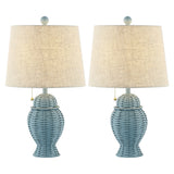 Tasha Wicker 20.5"  Bohemian Rustic Iron LED Table Lamp Set 2