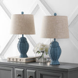 Tasha Wicker 20.5"  Bohemian Rustic Iron LED Table Lamp Set 2