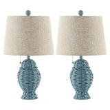 Tasha Wicker 20.5"  Bohemian Rustic Iron LED Table Lamp Set 2
