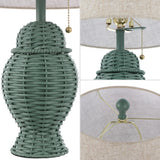 Tasha Wicker 20.5"  Bohemian Rustic Iron LED Table Lamp Set 2