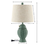 Tasha Wicker 20.5"  Bohemian Rustic Iron LED Table Lamp Set 2