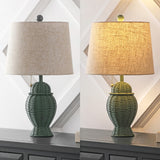 Tasha Wicker 20.5"  Bohemian Rustic Iron LED Table Lamp Set 2