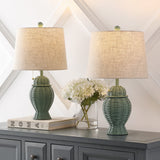 Tasha Wicker 20.5"  Bohemian Rustic Iron LED Table Lamp Set 2