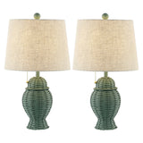 Tasha Wicker 20.5"  Bohemian Rustic Iron LED Table Lamp Set 2