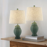Tasha Wicker 20.5"  Bohemian Rustic Iron LED Table Lamp Set 2