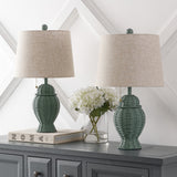 Tasha Wicker 20.5"  Bohemian Rustic Iron LED Table Lamp Set 2