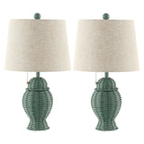 Tasha Wicker 20.5"  Bohemian Rustic Iron LED Table Lamp Set 2