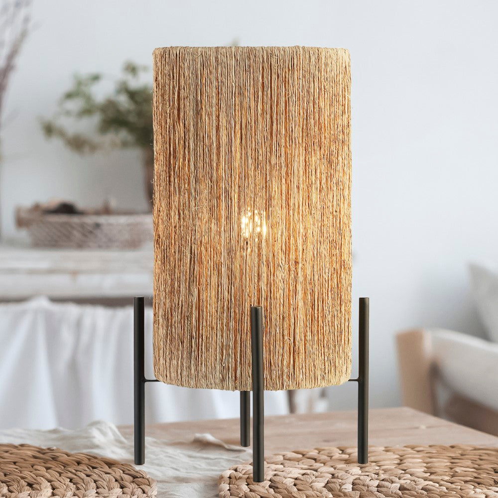 Kai 16.5" Coastal Minimalist Rattan LED Table Lamp