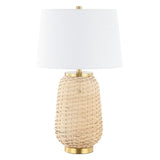 Alese 25" Rustic Bohemian Iron/Rattan LED Table Lamp with Pull-Chain
