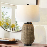 Alese 25" Rustic Bohemian Iron/Rattan LED Table Lamp with Pull-Chain