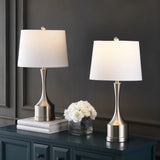 David 26" Classic French Country Iron LED Table Lamp with USB Charging Port Set 2