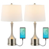 David 26" Classic French Country Iron LED Table Lamp with USB Charging Port Set 2