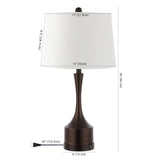 David 26" Classic French Country Iron LED Table Lamp with USB Charging Port Set 2