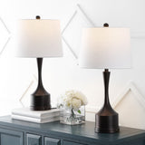 David 26" Classic French Country Iron LED Table Lamp with USB Charging Port Set 2