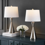 Geoff Brushed 26" Classic French Country Iron LED Table Lamp with USB Charging Port Set 2