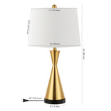 Geoff Brushed 26" Classic French Country Iron LED Table Lamp with USB Charging Port Set 2