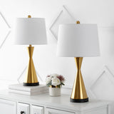 Geoff Brushed 26" Classic French Country Iron LED Table Lamp with USB Charging Port Set 2