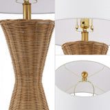Farrah 27" Coastal Designer Iron/Rattan Wicker LED Table Lamp Set 2
