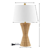 Farrah 27" Coastal Designer Iron/Rattan Wicker LED Table Lamp Set 2