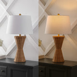 Farrah 27" Coastal Designer Iron/Rattan Wicker LED Table Lamp Set 2