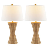 Farrah 27" Coastal Designer Iron/Rattan Wicker LED Table Lamp Set 2