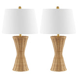 Farrah 27" Coastal Designer Iron/Rattan Wicker LED Table Lamp Set 2