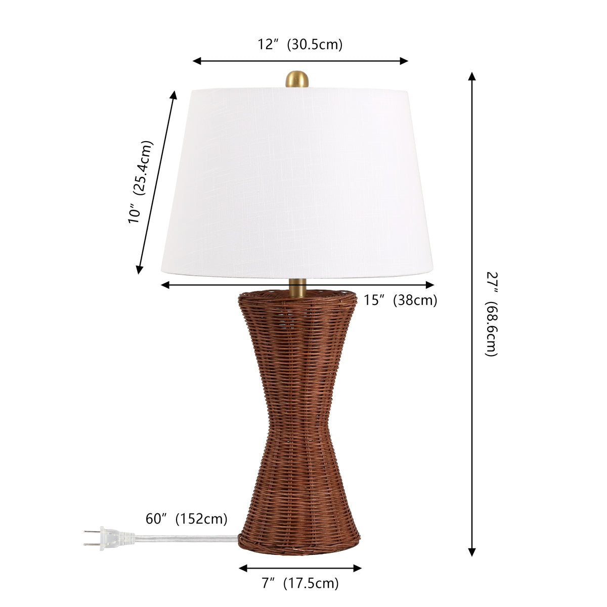 Farrah 27" Coastal Designer Iron/Rattan Wicker LED Table Lamp Set 2