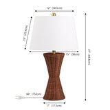 Farrah 27" Coastal Designer Iron/Rattan Wicker LED Table Lamp Set 2