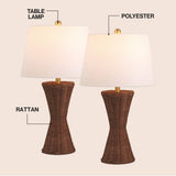 Farrah 27" Coastal Designer Iron/Rattan Wicker LED Table Lamp Set 2