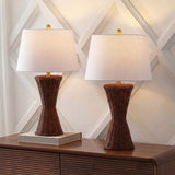 Farrah 27" Coastal Designer Iron/Rattan Wicker LED Table Lamp Set 2