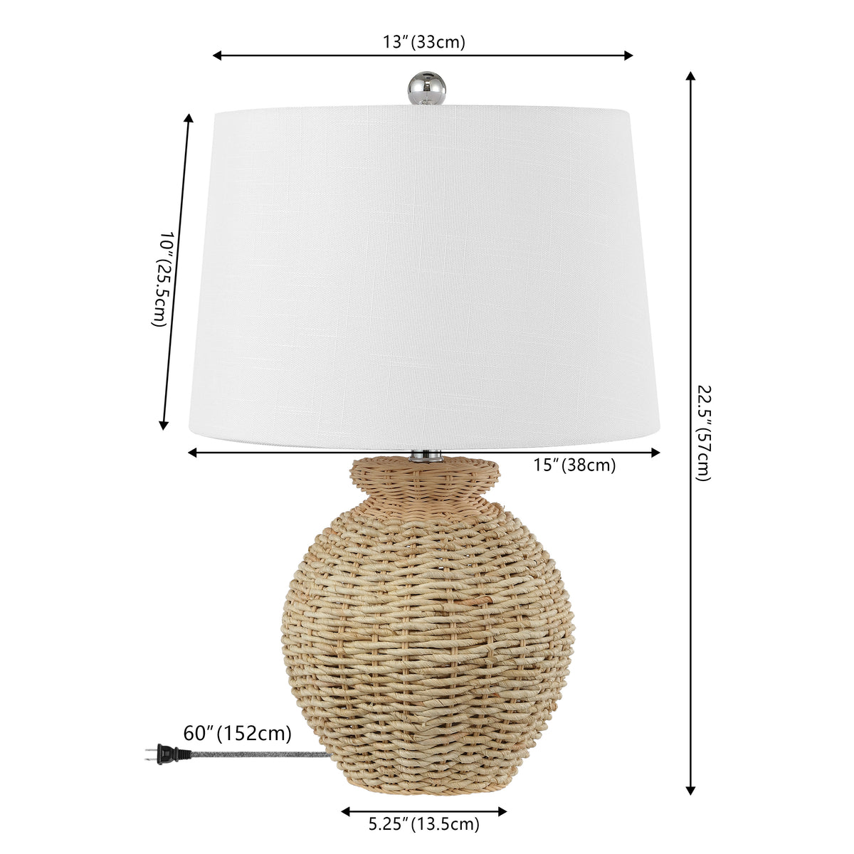 Bayou 22" Rustic Coastal Rattan Globe LED Table Lamps Set 2