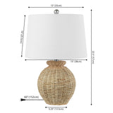 Bayou 22" Rustic Coastal Rattan Globe LED Table Lamps Set 2