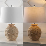 Bayou 22" Rustic Coastal Rattan Globe LED Table Lamps Set 2