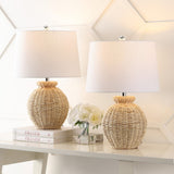 Bayou 22" Rustic Coastal Rattan Globe LED Table Lamps Set 2