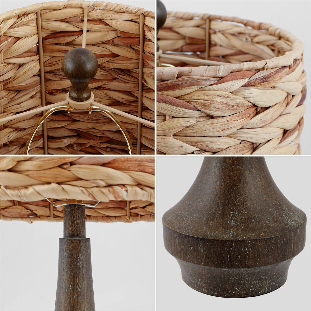 Campana 21" Rustic Farmhouse Handwoven Rattan/Resin LED Table Lamp Set 2