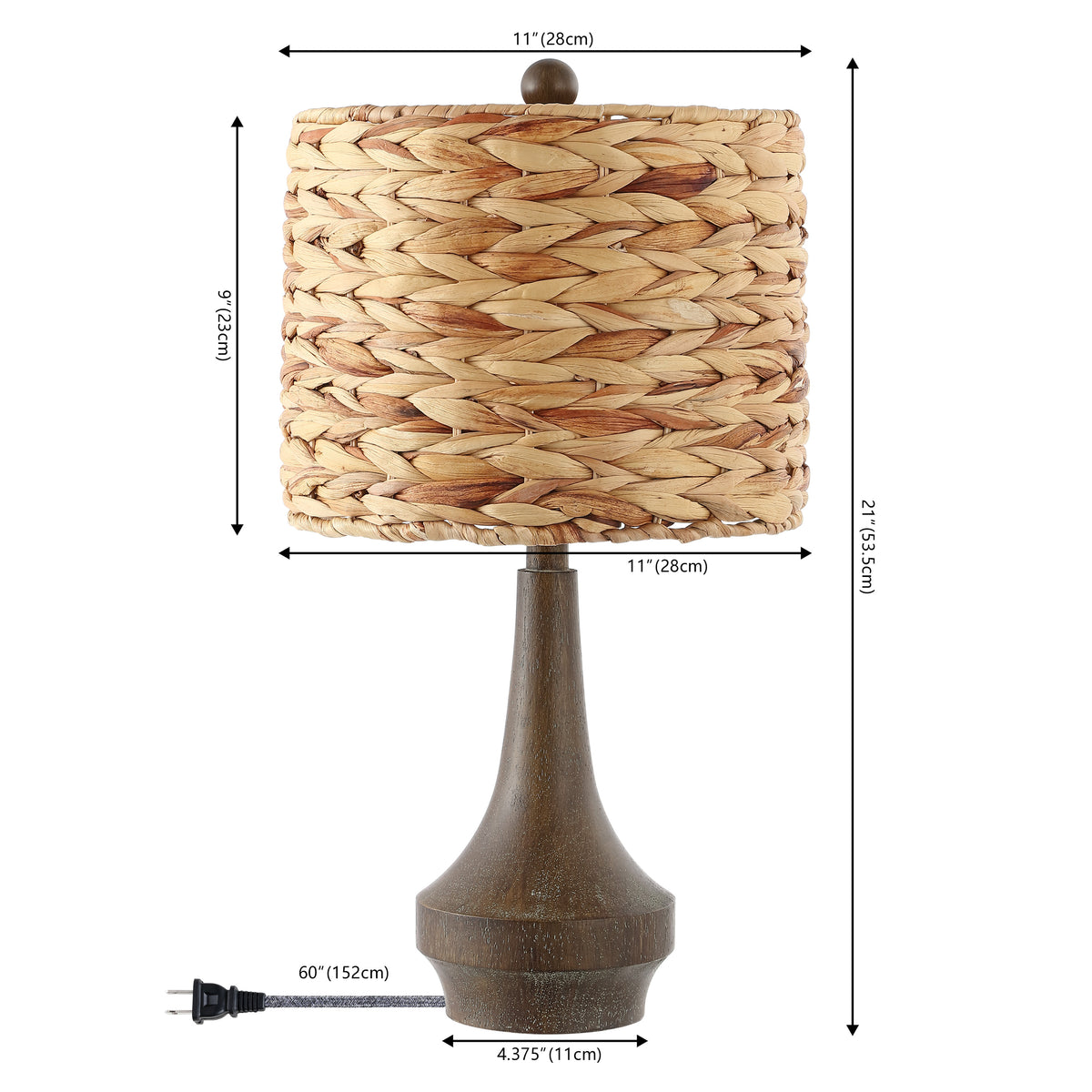 Campana 21" Rustic Farmhouse Handwoven Rattan/Resin LED Table Lamp Set 2