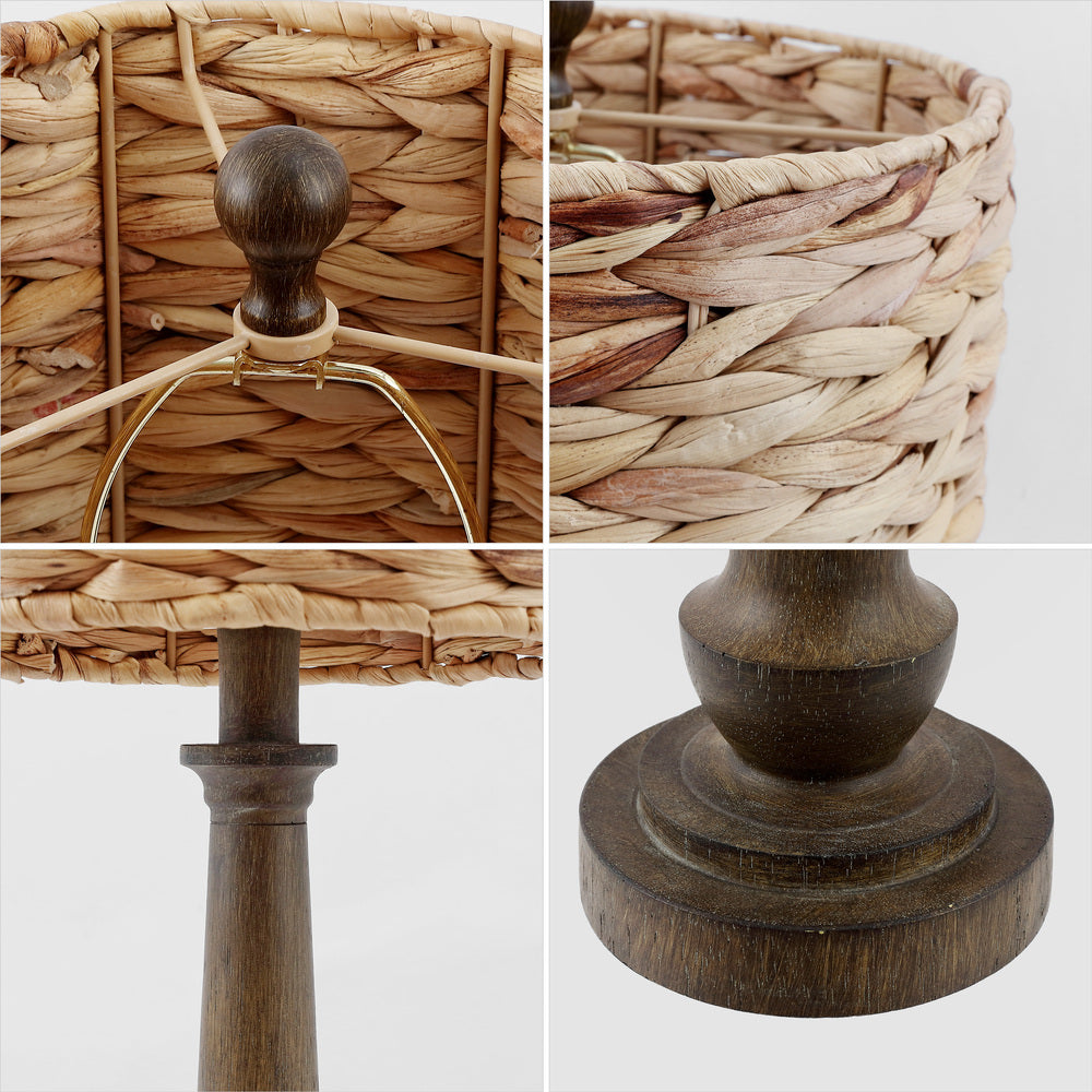 Dareau 21.25" Rustic Farmhouse Handwoven Rattan/Resin LED Table Lamp Set 2
