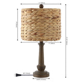 Dareau 21.25" Rustic Farmhouse Handwoven Rattan/Resin LED Table Lamp Set 2