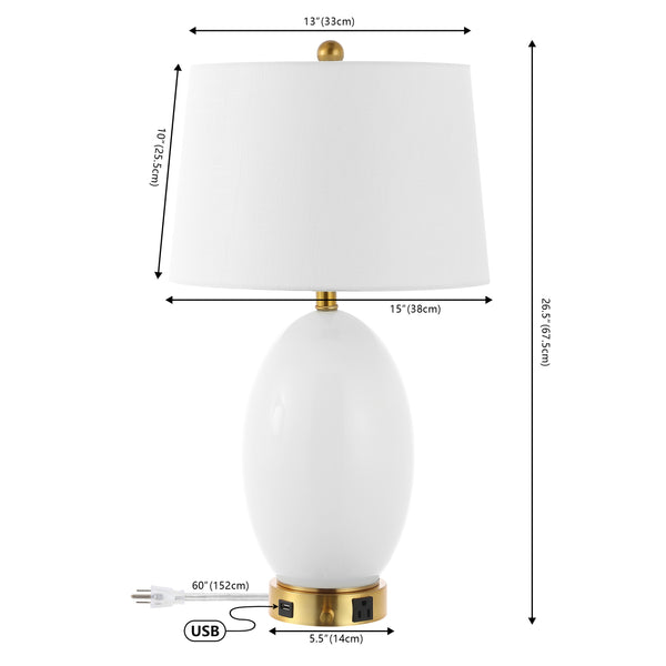 Dimension Image White/Brass Gold / 1 Outlet