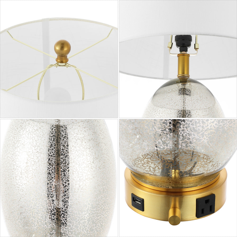 Georgetown Contemporary Style Iron/Glass LED Table Lamp with USB Charging Port